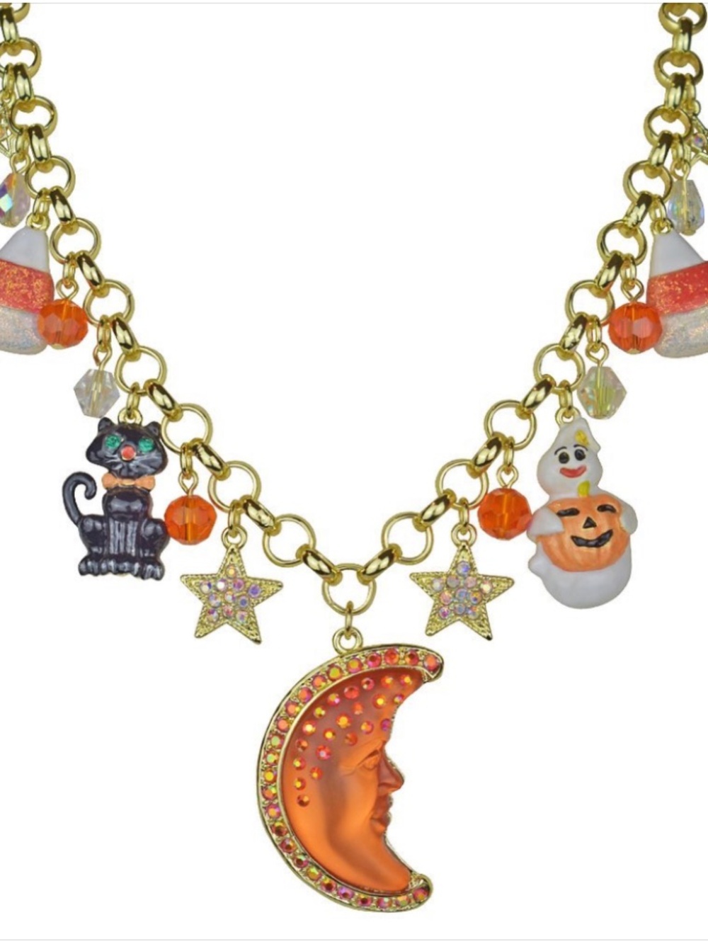 KIRKS FOLLY Halloween Necklace GODDESS MOON SHADOW ALL HALLOWS EVE Goldtone